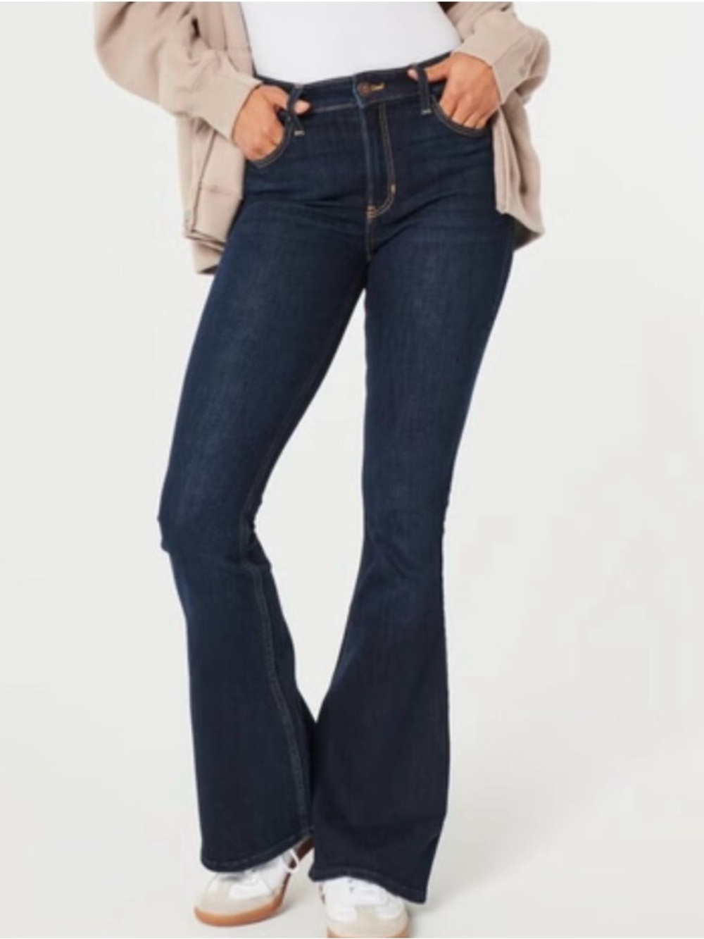 Hollister vintage High-Rise Dark denim Flared split hem Jean